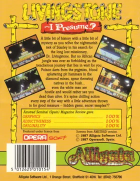 Livingstone Supongo (S) (1987) (Trainer) box cover back